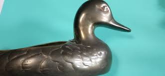 11.5" Brass 2 lb 4 oz Mallard Duck Trinket Catch All Coin ...