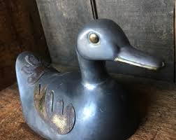 Vintage Pewter Duck With Brass Detailing // Home or Office ...
