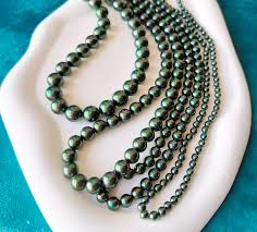 Huge 17"10-12mm South Sea Genuine green Round Pearl Necklace ...