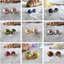 Natural Multi-Color Freshwater Pearl Beads 925 Silver Stud ...