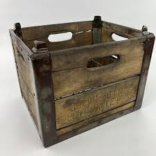 Antique Kuhl's Dairy Potts PA Stacking Wood & Metal Milk Crate Bottle Dairy Box | eBay