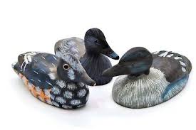 Lot of 3 pc Vintage Mallard Ducks. Beautifully Hand Carved with Lovely Enamel. | eBay
