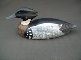 J.J. West Working Red Breasted Mergansers Pair | Wooden duck decoy - Muddy Water Decoys