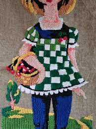 ROYAL PARIS NEEDLEPOINT GIRL WITH BASKET FRUIT COUNTRY 9 1/2" X 23 1/2" | eBay