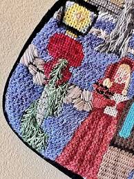 Handmade Needlepoint Stocking Carolers Church Metallic Mixed Fiber “Lincoln” 26” | eBay