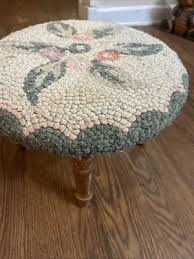 Vintage Footstool Ottoman Latch Hook Stool Needlepoint ...