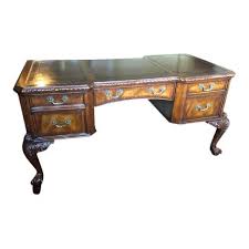 Lloyd Buxton Flame Mahogany Leather Top Executive Desk - AptDeco