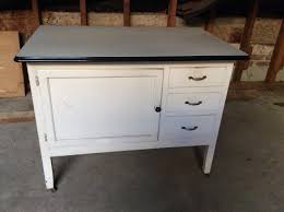 Sold at Auction: Vintage White Painted Kitchen Cabinet Base with Granite Top
