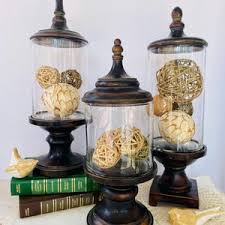 Set of 3 Wood & Glass Decorative Canisters / Apothecary Jars - Etsy