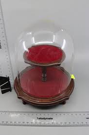Sold at Auction: VINTAGE WOODEN 2 TIER DISPLAY STAND UNDER GLASS DOME