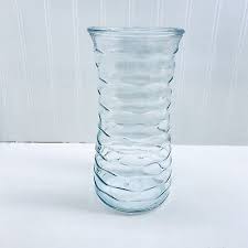 Vintage Ribbed Glass Vase Light blue 10” Art Deco | eBay
