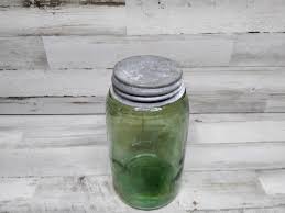 Antique Green Quart Jar / Green Quart Jar. / Antique Green Quart Jar With Zinc Lid - Etsy