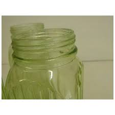 Wonderful Green Depression Glass Vertical Ribbed Hoosier Cabinet . For Sale at Ruby Lane