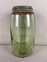 Sold at Auction: Antique Green Ball Mason Jar