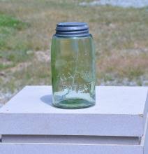 Sold at Auction: Yellow Olive Green Atlas Mason's Patent Quart Fruit Jar