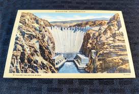 Vintage, 1950's Boulder Dam Linen Postcards. Set of 4 Day ...