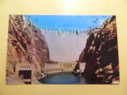 Hoover Dam Boulder City Nevada vintage postcard downstream ...