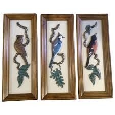 Mid-Century Bird Wall Art Plaques 3D North American Blue Jay. For Sale at Ruby Lane
