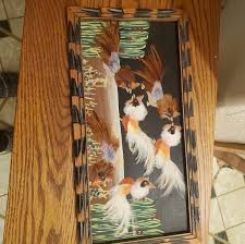 Art | Mexican Bird Folk Art Aztec Feather Art In Vintage Carved Frame | Poshmark