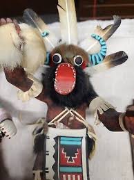 2 Vintage Fantasy CARVED NATIVE AMERICAN BLACK OGER SIGNED 13" FLARGO (OK) | eBay