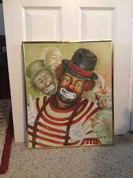 VINTAGE LARGE OIL PAINTING ART PICTURE SIGNED W HAWKINS CLOWN FRAMED Y2K 20x24” | eBay