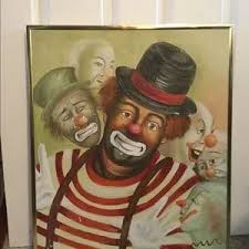 W. Hawkins | Wall Decor | Vintage Oil Painting Art Clowns Reproduction Signed W Hawkins Kids Room Y2k | Poshmark