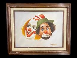 Signed Francoise Impressionist Clown Oil Painting on Canvas Sad Happy Emotions | eBay Australia