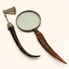 Lot - Silver Mounted Magnifying Glass w/ Horn Handle