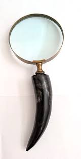 Vintage Custom Magnifying Glass in Brass Mounted on Water Buffalo Horn | eBay