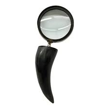 Horn & Silver Handle Convex Desk Magnifier | Chairish