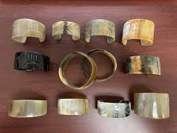 12 PCS CARVED BUFFALO HORN BANGLE CUFF BRACELETS | eBay