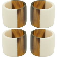 Horn Napkin Rings With Elongated Design (Set of 4) - Brown ...