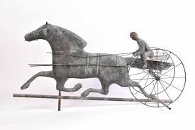 Lot - Folk Art Horse and Sulky Copper Weathervane