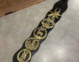 1960's Horse Brass Medallions / Badges on Black Leather Strap - Collectable Horse Medallions Horse Adornment - Home Decor Farm Decor - Etsy