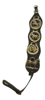 1960s Vintage Brass and Leather Horse Bridle Strap | Chairish