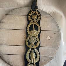 Vintage Brass Harness Medallions on Leather - Etsy