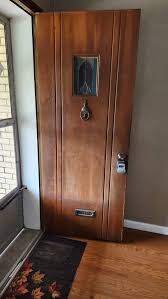 How to restore a 1942 wood door with stained glass and mail ...