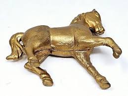 Cast Iron Prancing Horse Figurine Dime Bank Still Coin Pony ...