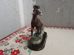 Vintage Horse Figurine, Ceramic Horse on Base, Handmade ...