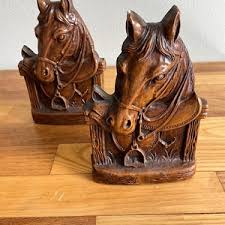 Vintage Pair of Syroco Wood Horse Head Bookends - Etsy