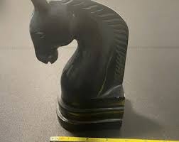 Vintage 1980's Black Soapstone Carved Horse Head Sculpture ...