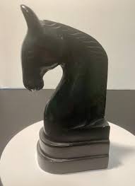 Vintage 1980's Black Soapstone Carved Horse Head ...