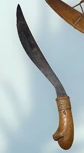 WWII Philippine 19" Moro Lahot Knife Dagger Teak Scabbard Sheath X Notched Blade | eBay