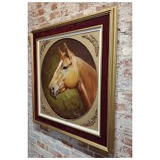Marco Antonio Zepeda -Portrait of a Thoroughbred Horse -Oil painting. For Sale at Ruby Lane