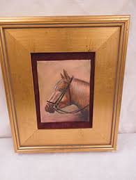 Framed Enamel On Copper Portrait Of Horse