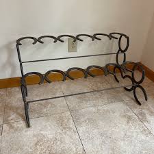 Handmade Horseshoe Wrought Iron Boot Rack Holds 6 Pair Boots ...