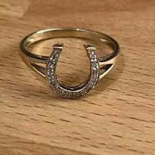 intage Style Horse Shoe Band Ring Lab Created Diamond ...