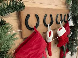 Rustic Horseshoe Farmhouse Christmas Stocking Holder for ...