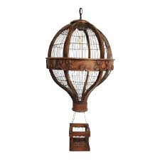 Vintage Dark Carved Wood Large Hot Air Ballon Regency Single ...