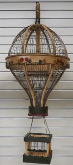 Lot - Hot Air Balloon-Form Hanging Bird Cage H: ~48 in ...